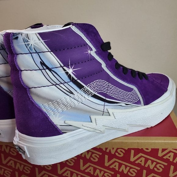 Vans Sk8-Hi Bolt Chrome Flash Acai Women Size 8.5, Men Size 7 - Picture 4 of 10